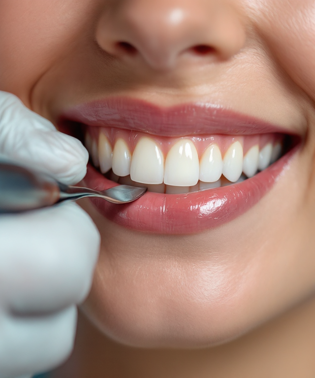 Dental veneers procedure showing porcelain veneer installation for smile transformation